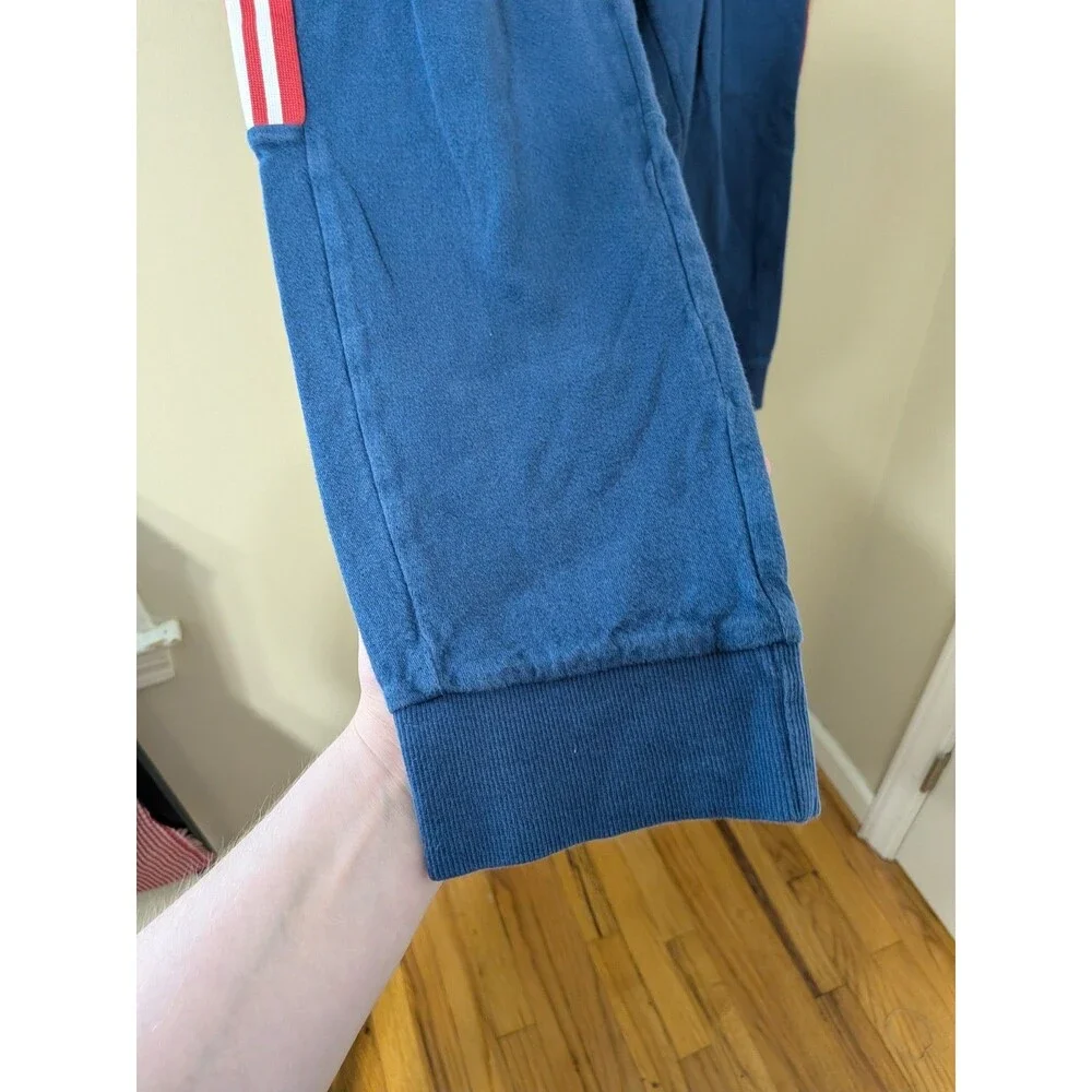 Adidas Jogger Pants Men’s L Blue Cotton Red Stripes Pockets YGI G3-136